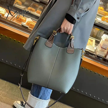 Xajzpa - Luxury Womenโs Bag New Togo Leather Bucket First Layer Cowhide Portable Shoulder Messenger